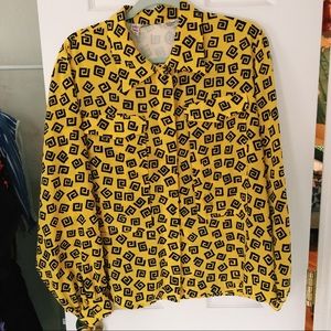 Vintage Yellow Spiral Printed Blouse
